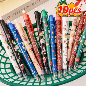 YESPERY 10Pcs Blue Ink Erasable Gel Pen Christmas Theme Cute Click Pen Student Stationery New Year Gift Xmas Student Reward Stationery