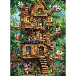 500 1000 1200 2000pcs Jigsaw Puzzle Elf Tree House Magical Winter Cottage For Adults Holiday Decor Enthusiasts Family Game Gift