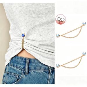 Rhinestone Waist Tightening Clips 2 Pcs Magnetic Adjustable Chain Waist Cincher for Loose Jeans Skirt Casual Outfits