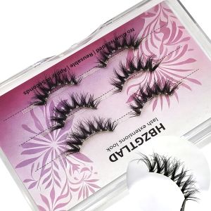 NEW 3Pairs/Pack Natural Soft Clear Band Self Adhesive Eyelashes Look Half Faux Mink Lashes Long Lasting Press On Cat Eye Lashes