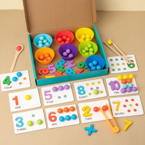 Wooden Montessori Clip Beads Toy Fine Motor Training Color Sorting Matching Early Learning Educational Toys For Children Kids