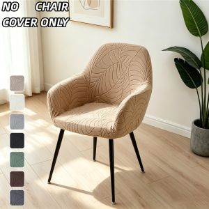 High Arm Chair Cover Elastic Dining Chairs Slipcover Leaves Jacquard Seat Covers for Living Room Wedding Fundas Para Sillas