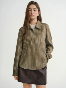 DUSHU | Design Faux Two-Piece Stripe Shirt
