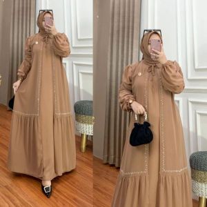 GAMIS SET HIJAB CERUTY BABYDOL SWAROVSKI/GAMIS PESTA KONDANGAN/UMROH