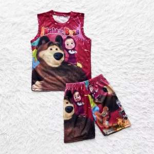 Kids for girls jersey terno Masha and Bear for 2-7yrsold