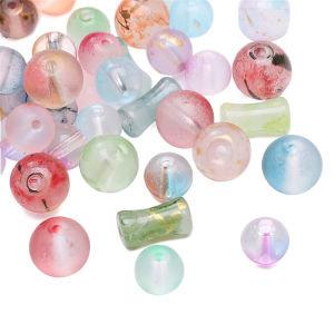 50/100pcs/bag Fashion Glass Loose Beads Mixed Color Round Bamboo Joint Beads for Necklace Bracelet DIY Jewelry Making Accessory