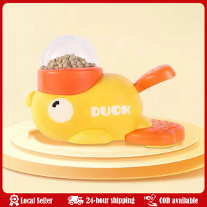 Dog food Feeder Cartoon Duck Design Pet Snack Puzzle Feeder Anti-Slip Puppy Automatic Dog Cat Food Dispenser Toy Yellow Duck-Shaped Interactive Dog Treat Dispenser Durable Plastic Training dogToy Puzzle Slow Feeder Dog Entertainment Toy