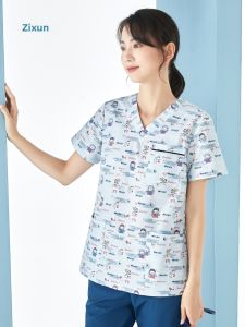 ZIXUN | Womens Lightweight Short Sleeve Printed Surgical Scrub Uniform