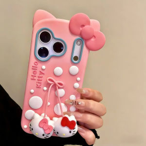 Sanrio | Cute Cartoon Bowknot Hello Kitty Phone Case For iPhone 17 16 15 14 13 12 Pro Max 16 Plus 17 Pro Shockproof Silicone Phone Cover