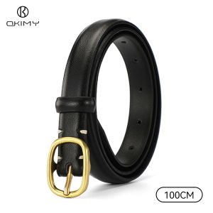 OKIMY เข็มขัดแฟชั่นสำหรับผู้หญิงเข็มขัดหนังวัวเส้นที่สองเข็มขัดหรูหราดีไซน์หัวเข็มขัดเข็มปรับได้สำหรับเด็กผู้หญิงชุดเดรสสายรัดเอวสายรัดยาวเสื้อโค้ทของตกแต่ง