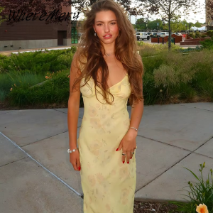 เดรสยาวพิมพ์ลายดอกไม้ WhereMery แฟชั่น เซ็กซี่ เปิดไหล่ สายคล้องคอ โชว์หลัง ดีไซน์หรูหรา สำหรับฤดูใบไม้ร่วง ชุดราตรีสำหรับผู้หญิง