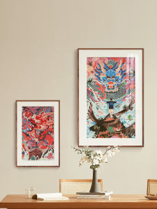 Lucky Dragon Year Wall Hanging Painting Prosperity Happiness Office Living Room Decor Modern Chinese Style Double Happiness Dragon