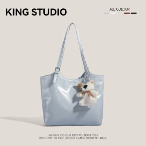 Large Capacity Womens Commuter Handbag Fashionable Tote Bag Single Shoulder Bag Korean Style Soft PU Leather Pure Color