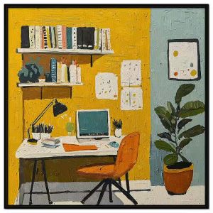 Tranh vẽ góc học tập. Tranh treo tường dán tường sơn dầu tranh trí canvas. CGI-1424