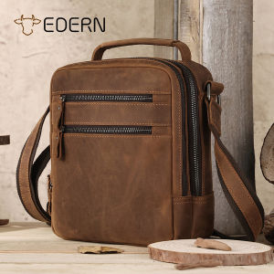 Túi Đưa Thư Da Bò Nhiều túi cho nam da ngựa điên cổ điển Túi đeo chéo thời trang nam thường ngày Túi Đeo Vai dung tích lớn Túi đeo