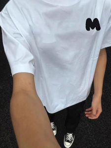 PAZHAOLANG | Oversized Letter M Print Short Sleeve T-Shirts