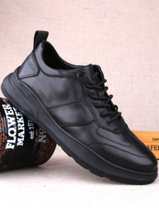 Genuine Leather Mens Sport Shoes Breathable Summer Soft Bottom Casual Shoes Cowhide Head Layer Leisure Shoes for Middle-Aged