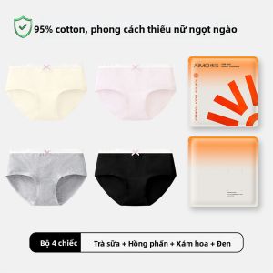 Quần lót tam giác AIMO cho nữ vải cotton kháng khuẩn kiểu cạp vừa thoáng khí