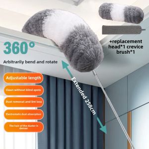 Non-Falling Feather Duster Extendable for Ceiling Roof Dusting Wall Cleaning Blanket Zen round Head Household Cleaning Tool