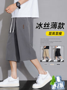 Ice Silk Quick Dry Seven-Foot Mens Summer Thin Straight Loose Casual Sports Knee-High Shorts Youth Casual Pants Loose Waist
