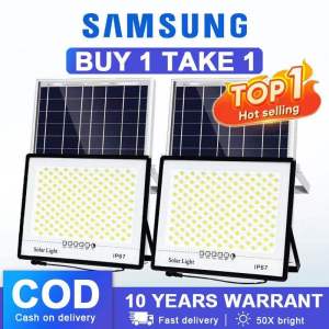 Samsung BUY 1 TAKE 1 Solar Light 3000W Outdoor Waterproof LED Solar Lamp With Remote Spotlight Light Street Light Home Garden Light