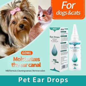 Pet Ear Drops Dog Cat Eye Drops Mites Odor Removal Ear Drops Infection Solution Treatment Cleaner 60ML