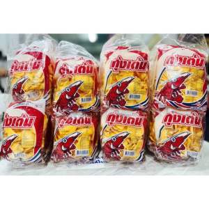 ข้าวเกรียบกุ้งเต้น กรอบ อร่อย เด็กๆ ชอบ ขนาดถุง 18 กรัม แพ็ค มี 12 ห่อ
