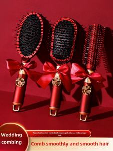 Wedding Hair Combs Red Wooden Pad Comb Bride Groom Wedding Ceremony Essential Couple Creative Gift Decoration High End Items