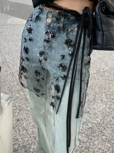 High Waist A-Line Mini Skirt Womens Unique Embroidered Lace Tulle Skirts Spring Summer New Arrival Korean Style Short Skirts