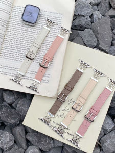 สายนาฬิกาหนังผูกโบว์ผีเสื้อสำหรับผู้หญิง สายนาฬิกาแบบหัวเข็มขัดสำหรับ Apple Watch Series 9 pro 8 pro Redmi Watch 5