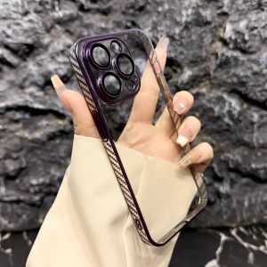 Ultra-Thin Transparent  15Promax Phone Case Full Lens Coverage Anti-Slip Frame Electroplated 14Promax 13 12 New Models Simple Design