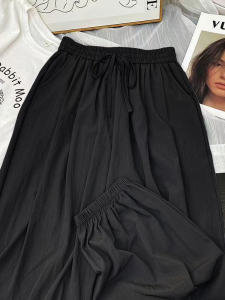 กางเกงขายาวทรงหลวมเอวสูงผ้าไหมน้ำแข็งลายทางลำลองสำหรับผู้หญิงไซส์ใหญ่ 300 ปอนด์ กางเกงขายาวทรงหลวมสไตล์ฮาราจูกุ