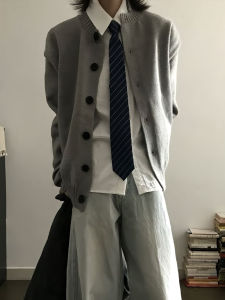 LIUBU | Cleanfit Gray Mens Knitted Cardigan Buttoned
