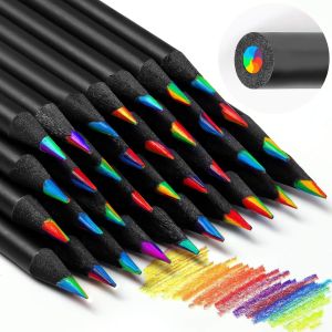 Color Rainbow Pencil Pen Multi Color Pencil Rainbow Pen Gradient Color Mixed Color DIY Kids Hand Painted Colored Pencils