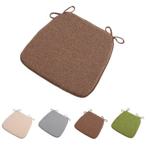 Chair Cushion Breathable Pad Universal In All Seasons Household Horseshoe Shape Linen Blended Fabric Sitting Mat Memory Foam Non Slip Kitchen Chair Pad and Dining Seat Cushion with Ties