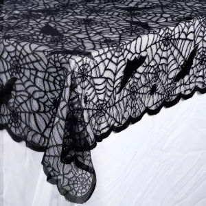 Halloween Hot Bat Lace Tablecloth Black Woven Lace Item Decoration Tablecloth Suitable for Any Festive Use