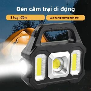 Đèn LED Sạc USB/Đèn Pin Khẩn Cấp Năng Lượng Mặt Trời COB IPX4 Ngân Hàng Điện Chống Nước Đèn Khám Phá Ngoài Trời Chế Độ Cao/trung/thấp
