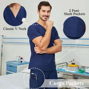 Mens Doctor Uniforms Medical Surgeon Scrub Sets Dental Pediatric Dental Assistant Workwear Sanitary Safety Clothing 8020