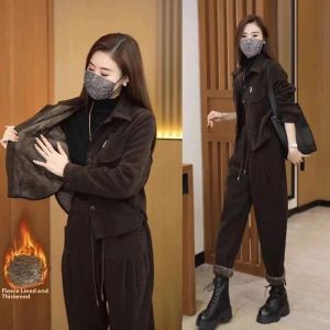 QIAOXIZI | Winter Thickened Set for Women Fashionable Loose Slimming Large Size Middle-aged Mothers Warm Two-piece Set