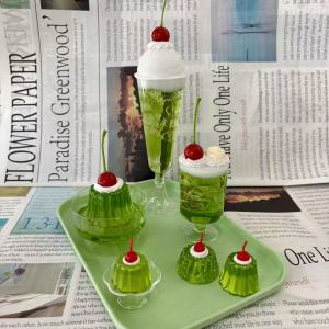Showa Style Tea Ornaments Ancient Honeydew Melon Soda Jelly Cute Birthday Gift Gel Ice Cream Light Green Soda Summer Ornaments