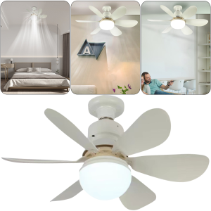 【Homelements】Lighted Ceiling Fan 86V-265V Low Profile Ceiling Fans 3 Fan Speeds Decorative Ceiling Fanlight for Living Room Kitchen