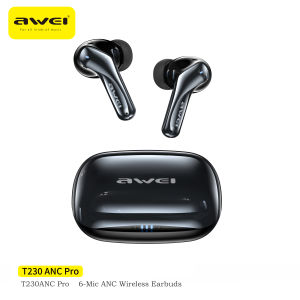 Awei T230 ANC Bluetooth Earphone with 6 Mics -52dB Noise Cancelling Wireless Earbuds Deep Bass Stereo Sounds