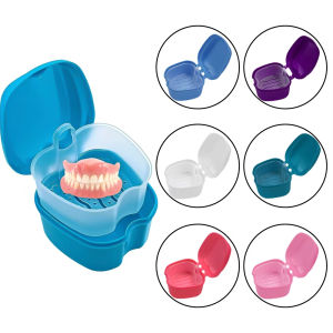 Denture Bath Box Case False Teeth Storage Box With Hanging Net Container Portable Orthodontic Storage Case