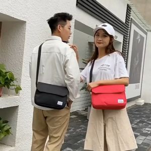 Shoulder Messenger Bag For Men Large Capacity Sling Bag Solid Color Design High Quality Material