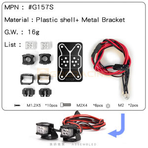Grc 1:10 12mm Square Spotlights Led Simulation Searchlight Scale Light 1:10 For Trx4 Bronco Defender G500 RGT Scx10 Mst #g157s