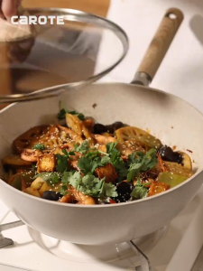 Ecowin Non-Stick Wok Maifan Stone Coating Classic Black Series 26/28/30cm Black Lids Suitable For All Stoves