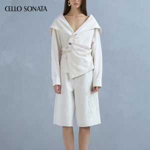 Cello Sonata | White Slimming French Style Sunscreen Shirt with Notch Collar and Irregular Placket