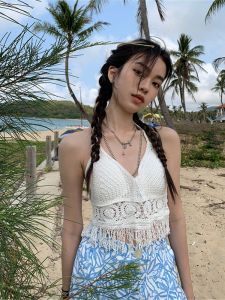 Beachy Fringe Vest Crossbody Summer Outfit Vintage Hollow Outwear Short Fit Pure Desire Style Commute Backless Design