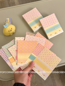 Classic Floral Popcornbobby Original Note Set 100p+ Stationery Supplies Journaling Base Paper Clip Flag Book Markers Pen Holder
