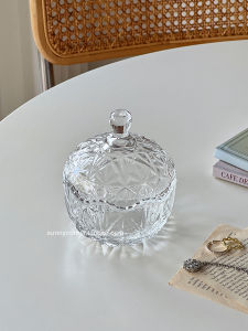European-Style Retro Embossed Glass Jewelry Box Table Decoration Small Ornaments Transparent High-End Exquisite Ornament Storage Box